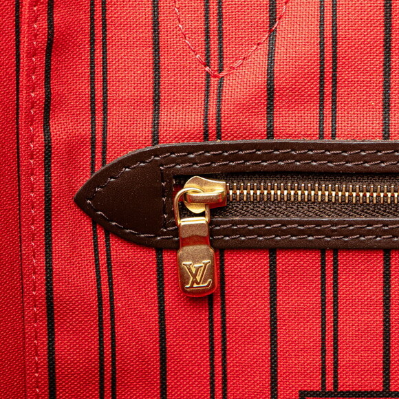 Louis Vuitton Damier Neverfull Shoulder Bag Tote Brown Leather - Picture 6 of 8